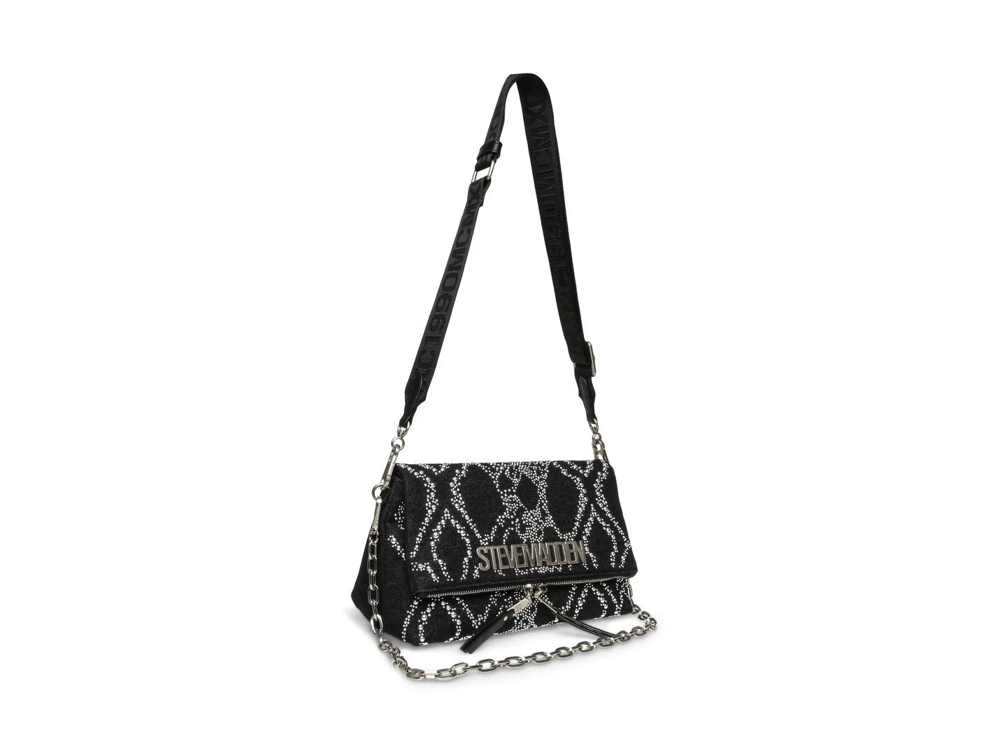 Bolsa de Hombro Steve Madden Brylie Negro Plata para Mujer