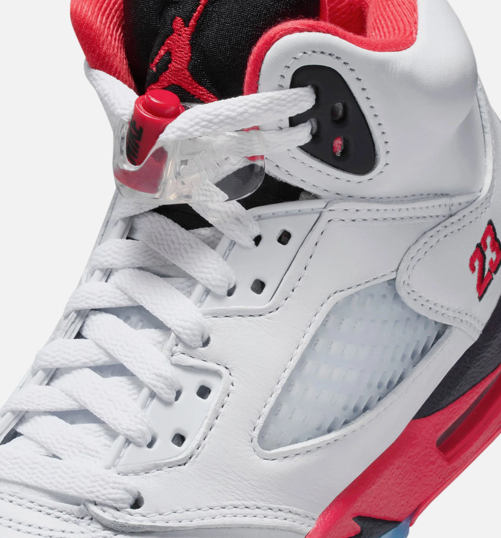 Air Jordan 5 Retro Fire Red Grade School Lifestyle Shoe White Fire Red Black
