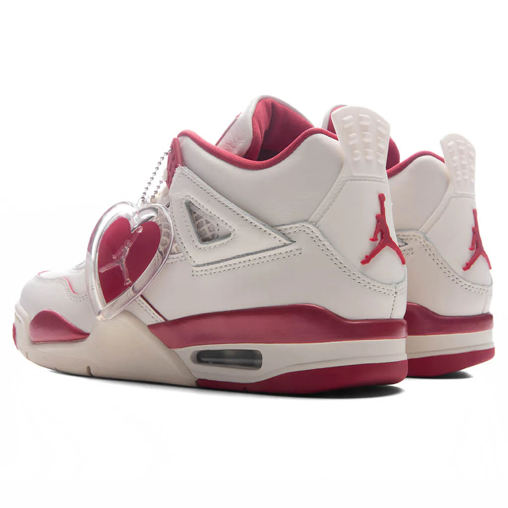 Womens Air Jordan 4 Retro Valentines Day Pale Ivory Sierra Red Tough Red