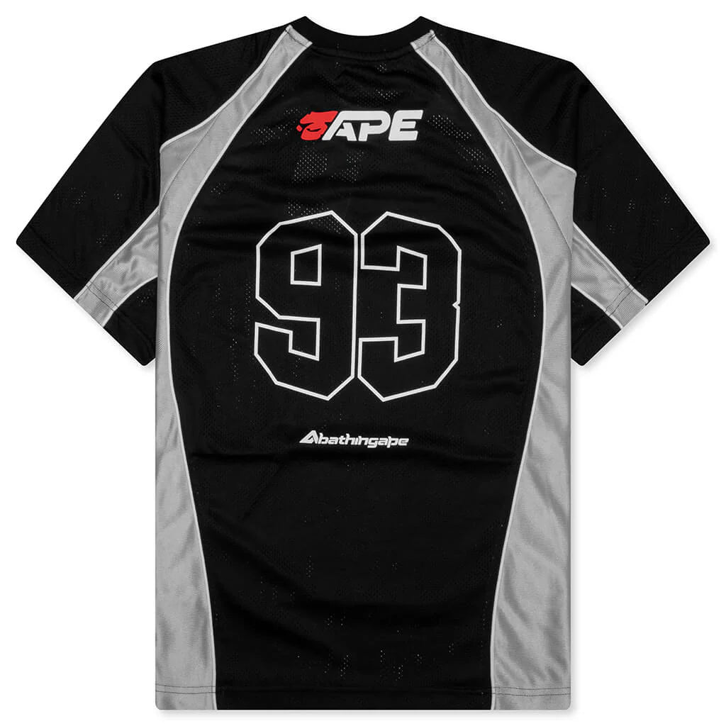 Solid Camo Jacquard Multilogo Relaxed Fit Football Jersey Black