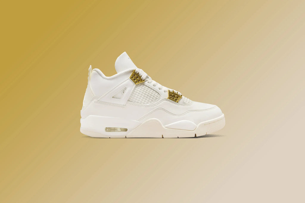 Womens Air Jordan 4 Retro Metallic Gold Sail Metallic Gold Black