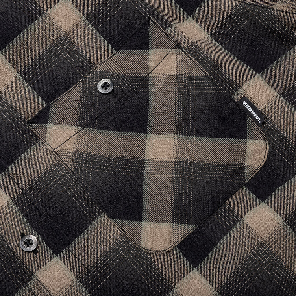 Half Hombre Check Shirt L S Beige