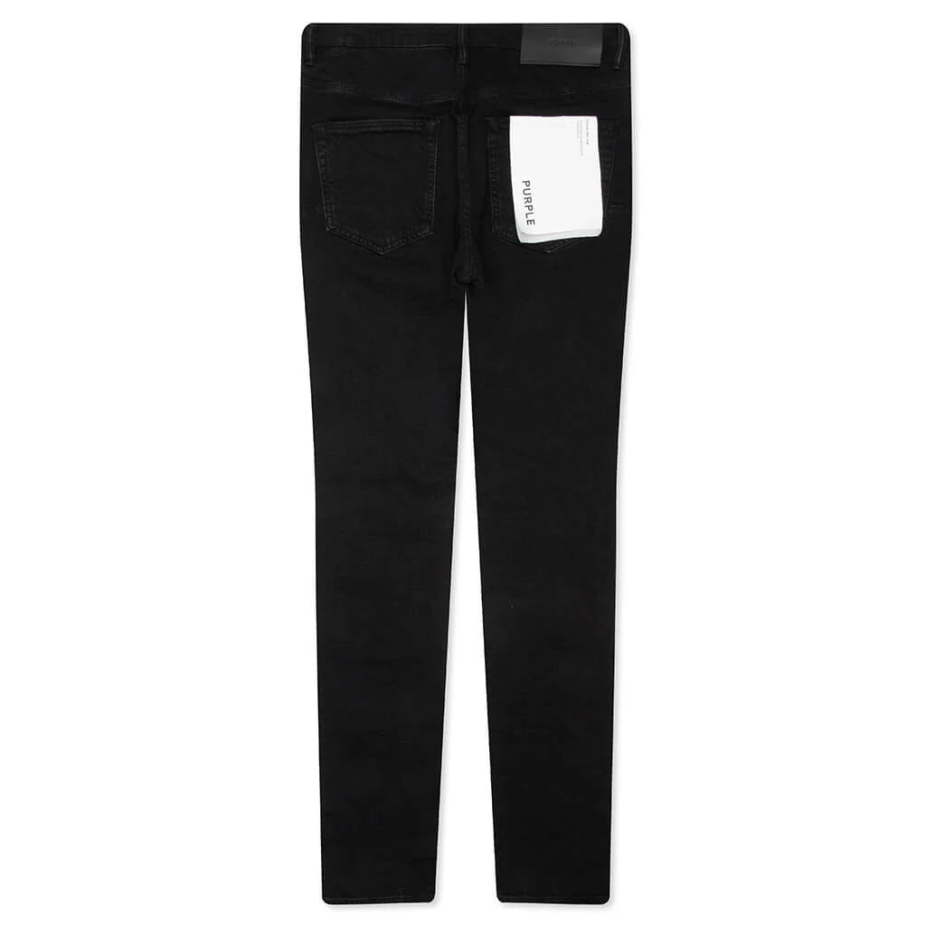 P002 Knee Slit Rinse Slim Denim Pants Black