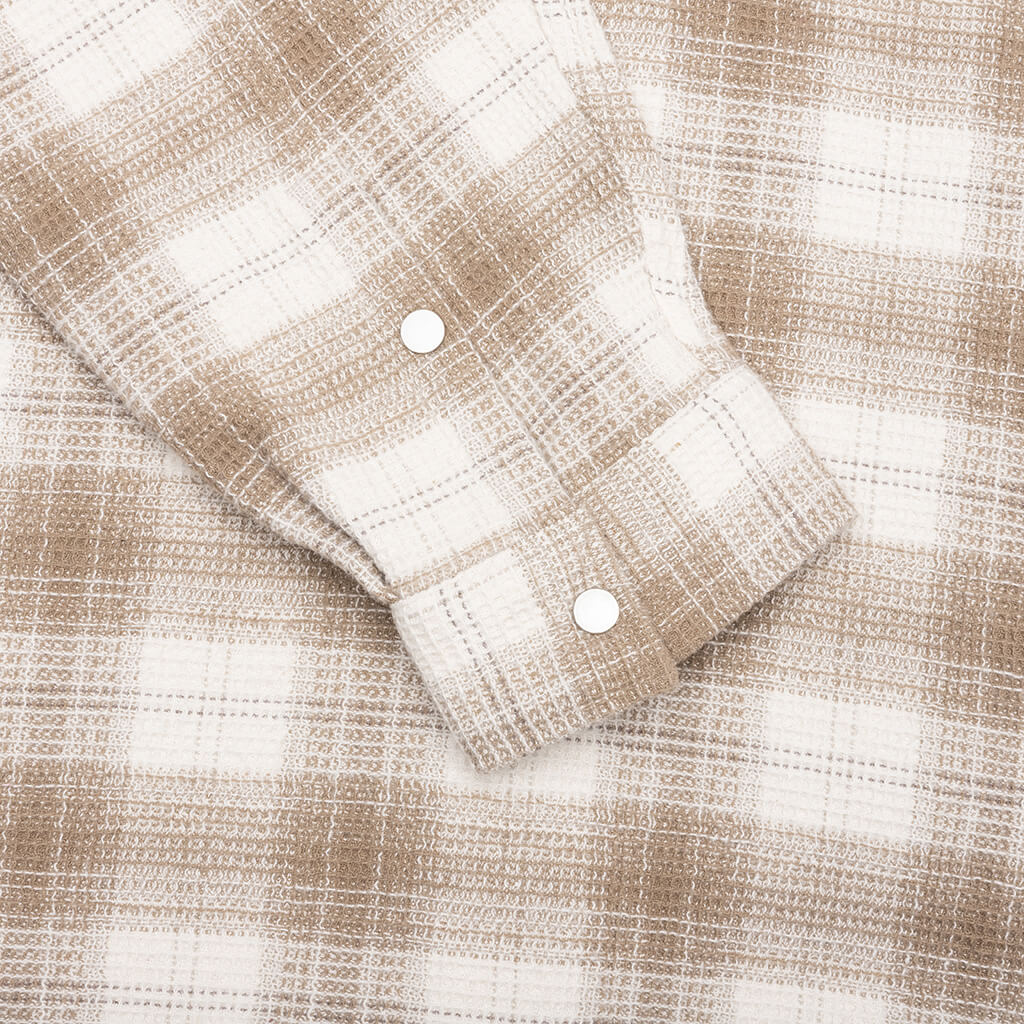 Waffle Flannel Shirt Mid Brown