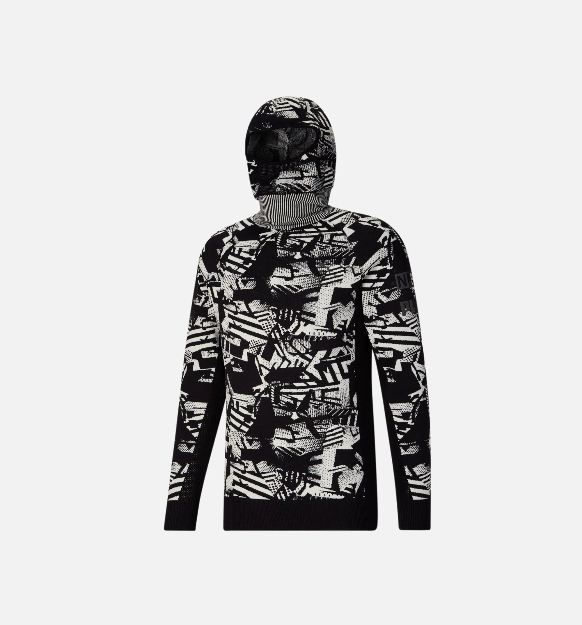 Nemen Scuba Knit Mens Long Sleeve Shirt Black White