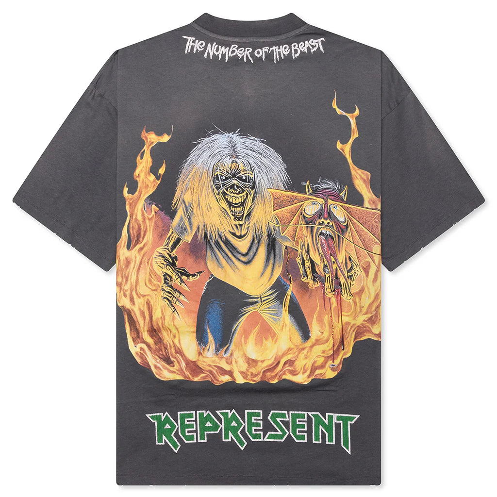 Represent x Iron Maiden Number Of Beast T Shirt Sunfade Grey