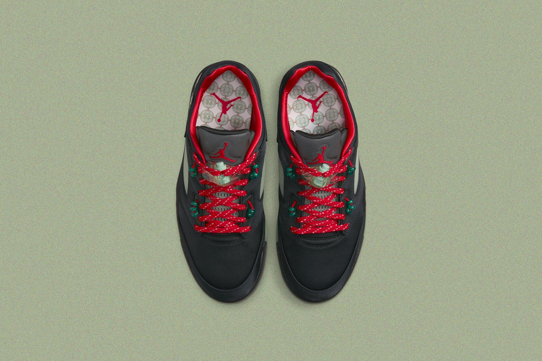 Air Jordan 5 Retro Low SP x CLOT Black Classic Jade Fire Red