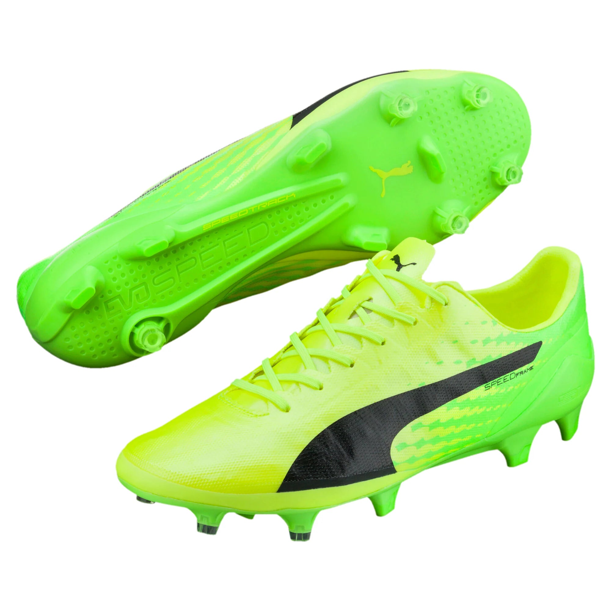 PUMA Evospeed 17 SL FG Firm Ground Soccer Cleats Safety Yellow Black Green Gecko
