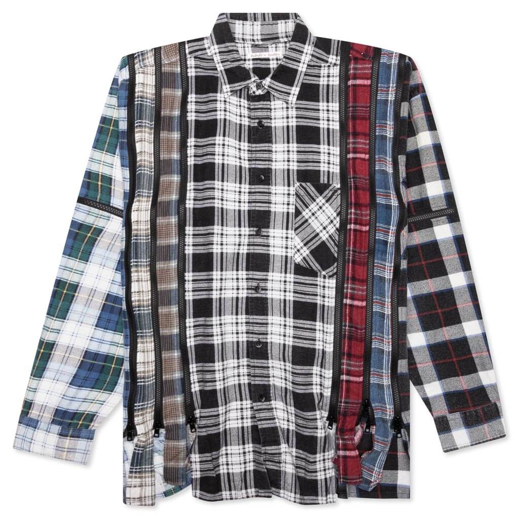 Flannel Shirt 7 Cuts Zipped Wide Shirt Assorted
