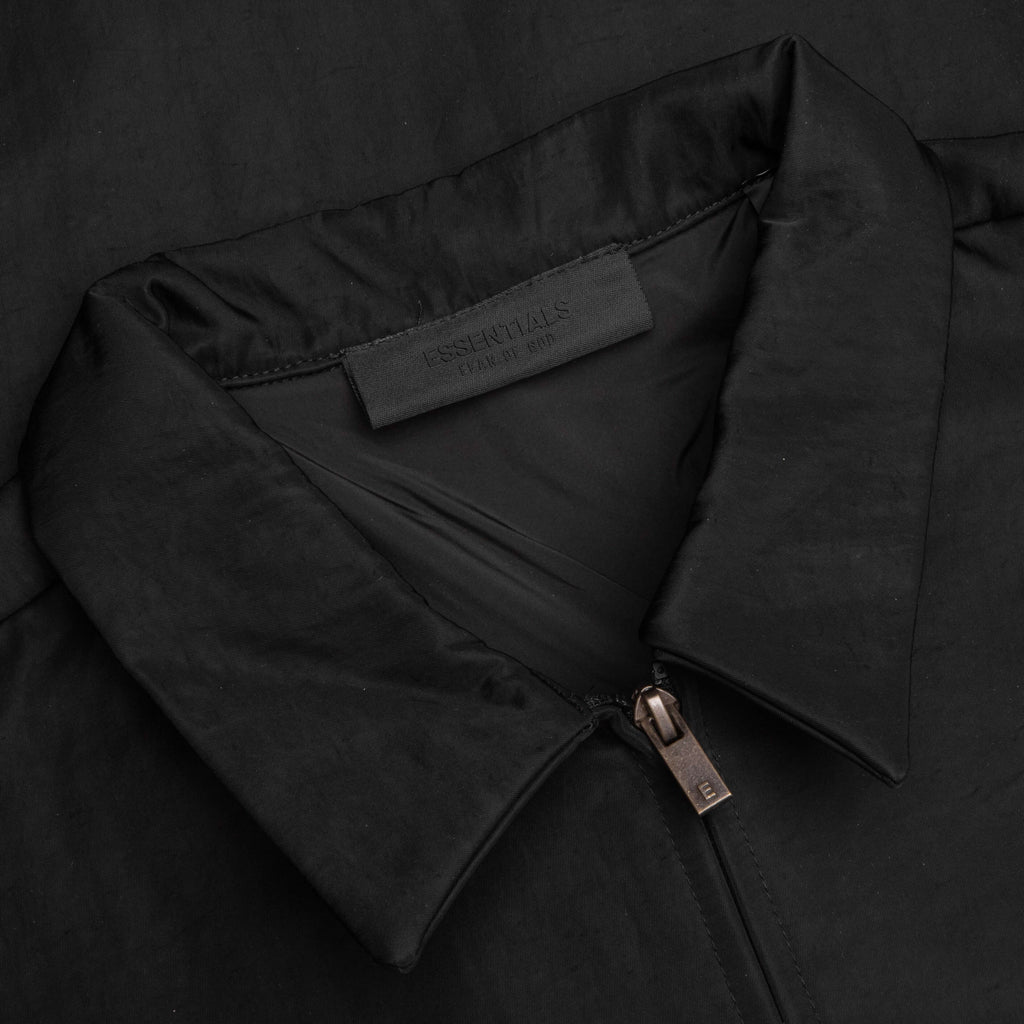 Textured Nylon Trucker Jacket Black