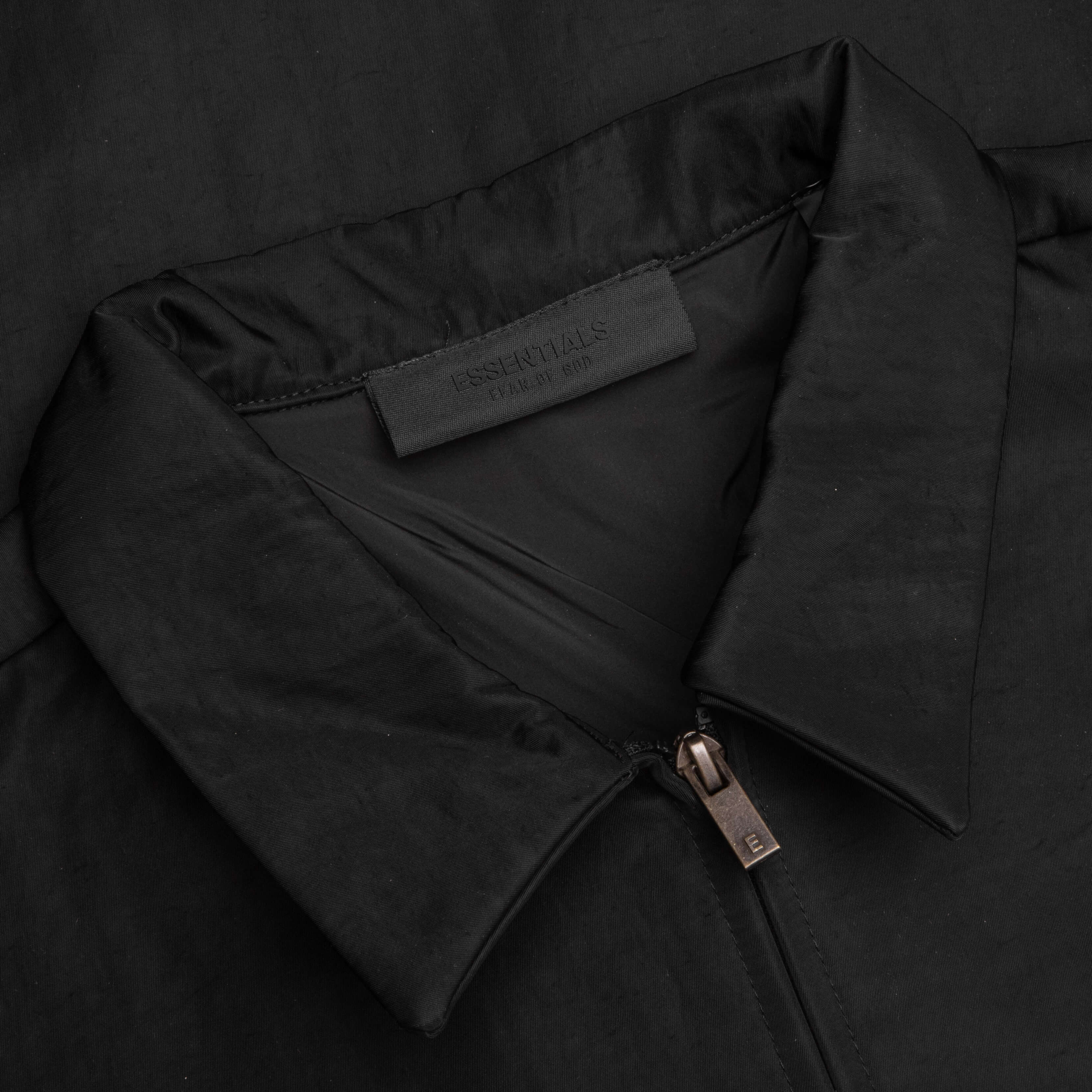 Textured Nylon Trucker Jacket Black