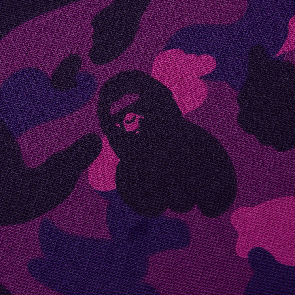 Color Camo Large Ape Head Relaxed Fit Polo Shirt Purple