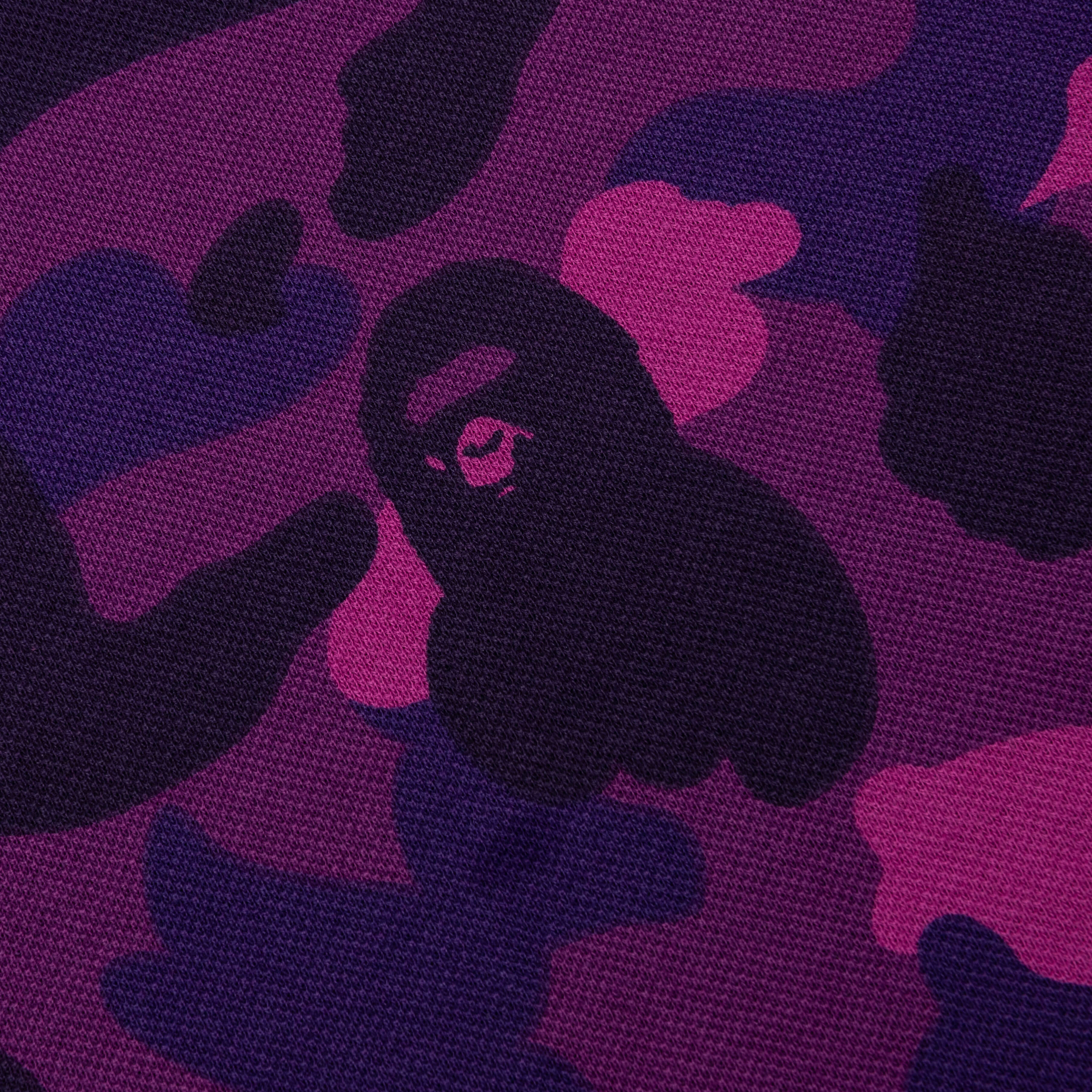 Color Camo Large Ape Head Relaxed Fit Polo Shirt Purple