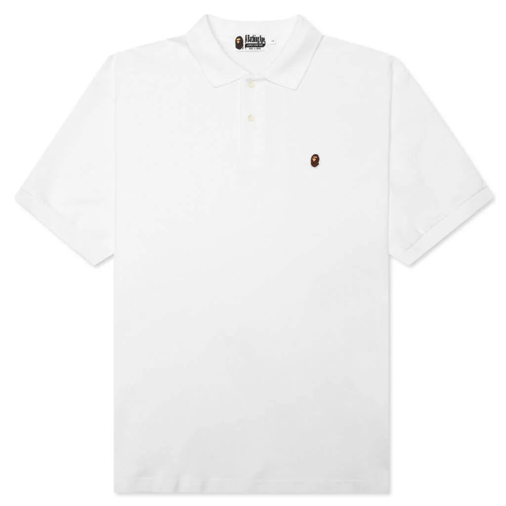 Ape Head One Point Relaxed Fit Polo White