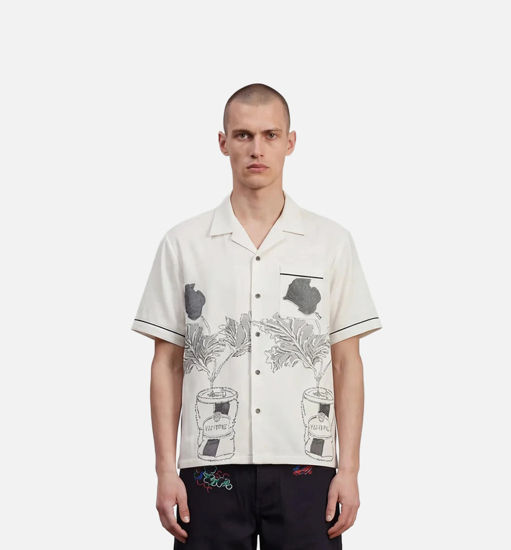 Lattina Mens Short Sleeve Shirt White Black