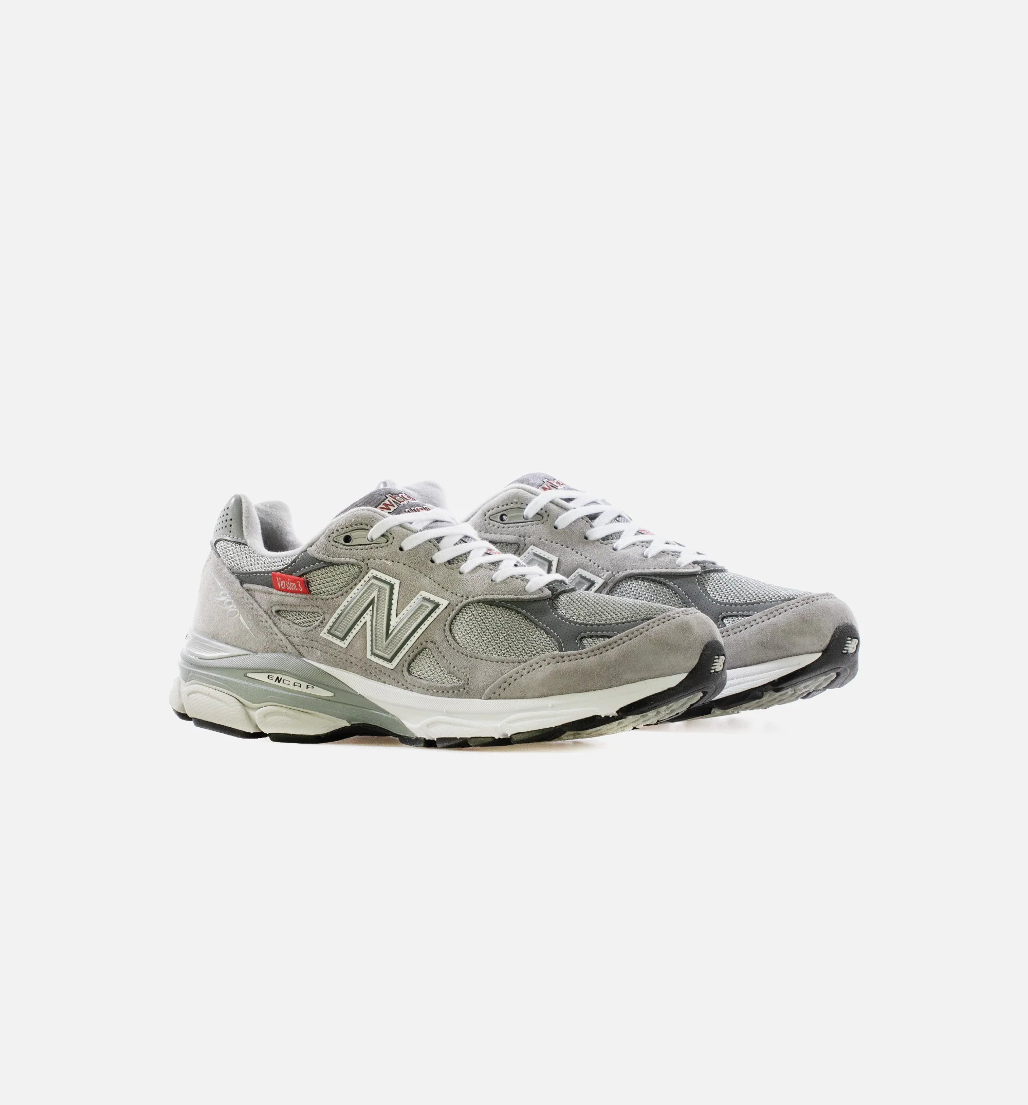 Made in USA 990v3 Mens Running Shoe Grey White Red