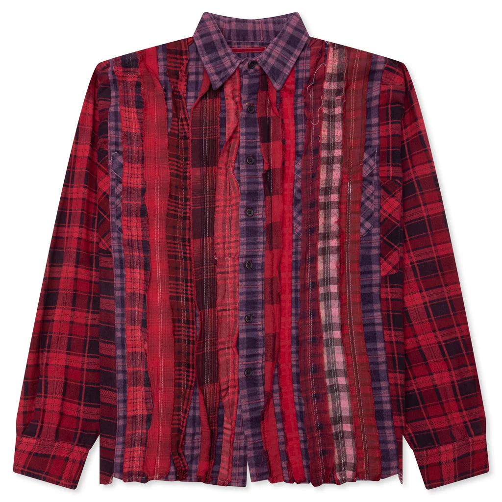 Over Dyed Ribbon Wide Shirt Red