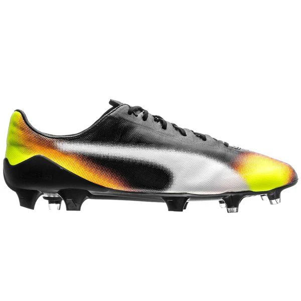 PUMA Evospeed SL II Graphic FG Firm Ground Soccer Cleats Black White Safety Yellow Orange