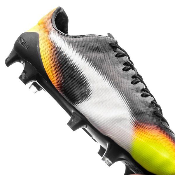 PUMA Evospeed SL II Graphic FG Firm Ground Soccer Cleats Black White Safety Yellow Orange