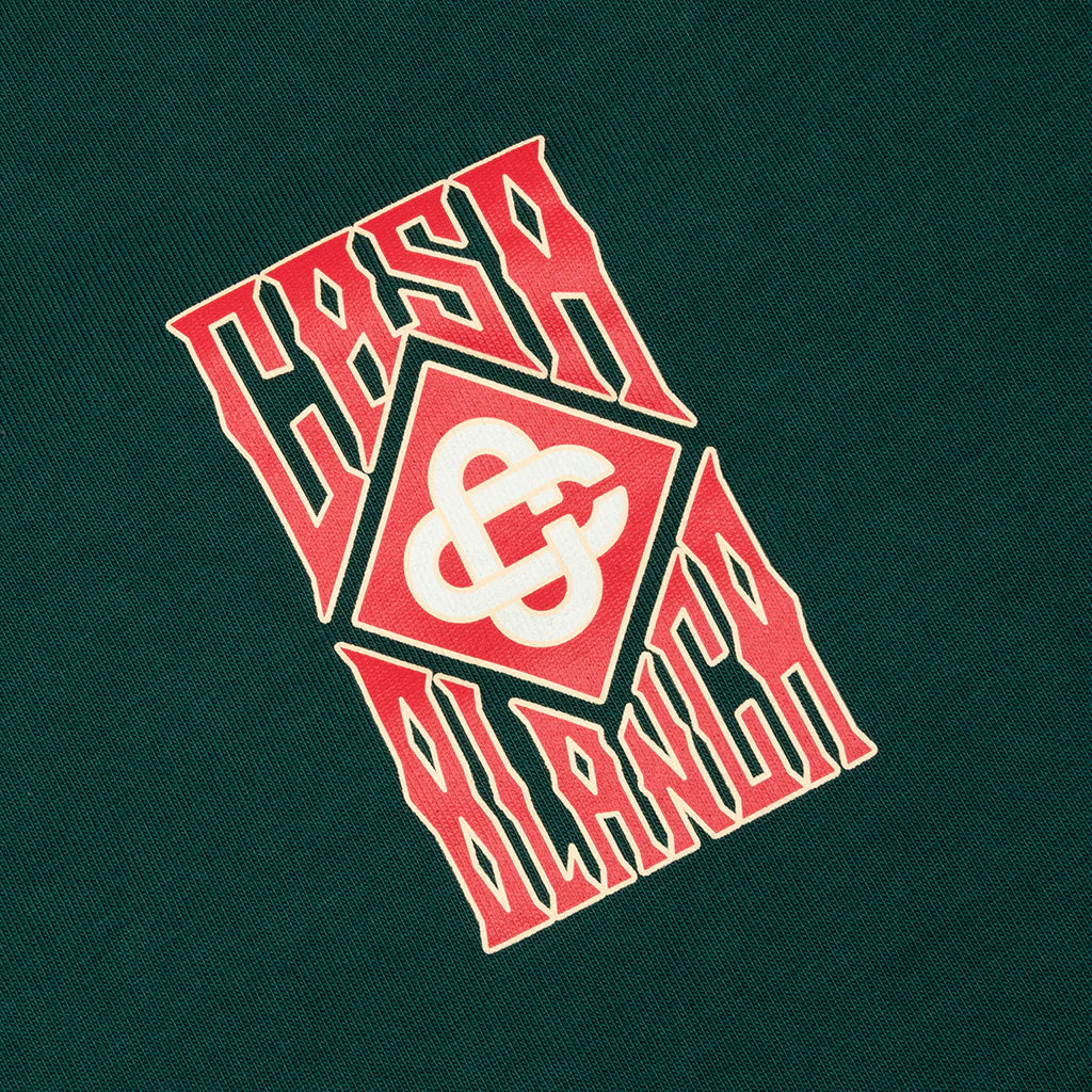 Gothic Stacked Logo Screen Printed T Shirt Green