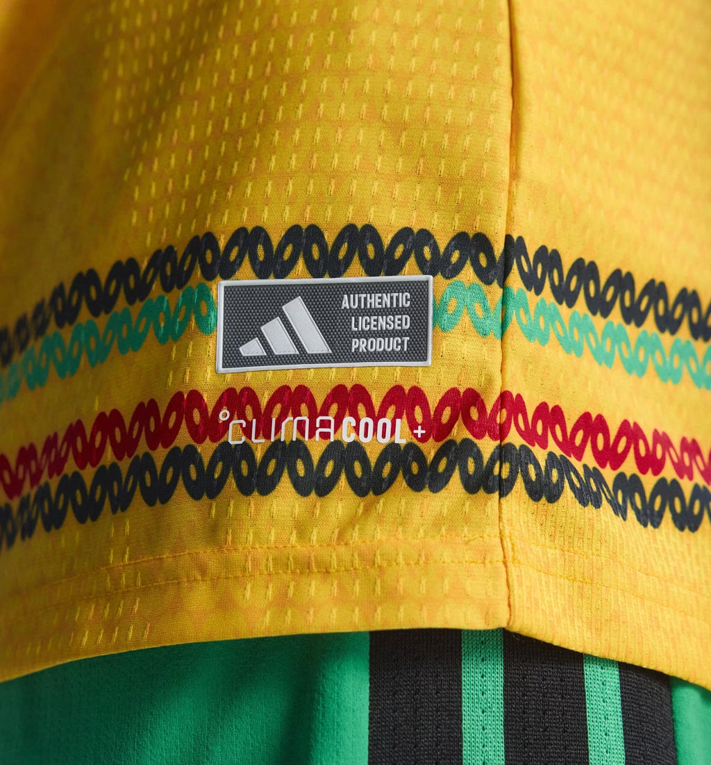 Jamaica 26 X Bob Marley Home Authentic Mens Jersey Bold Gold
