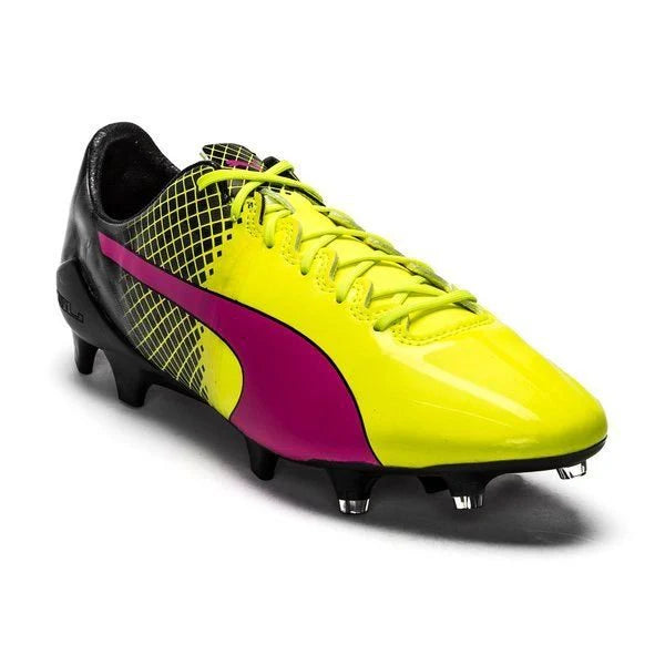 PUMA Evospeed 15 Tricks FG Firm Ground Soccer Cleats Pink Glo Safety Yellow