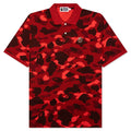 Color Camo Large Ape Head Relaxed Fit Polo Shirt Red