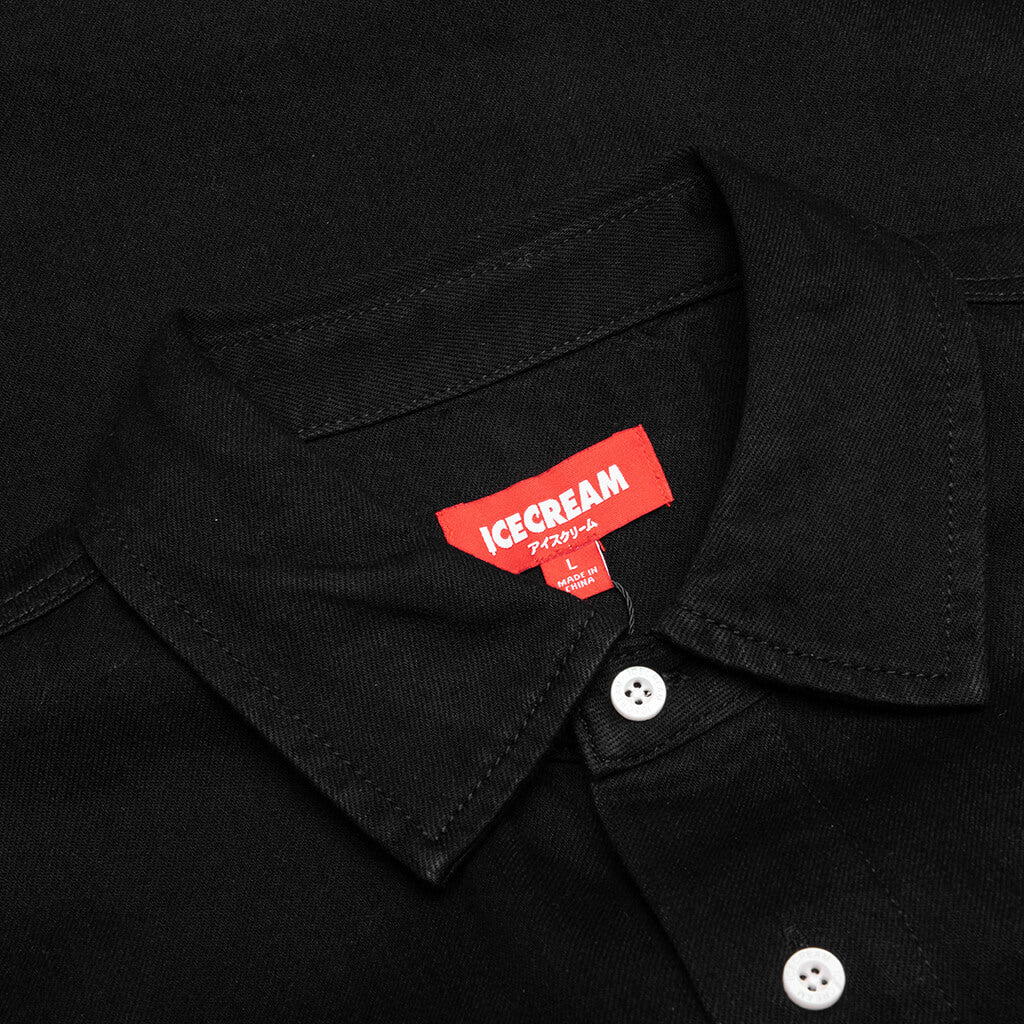 Black Dog S S Cropped Fit Woven Shirt Black Caramel