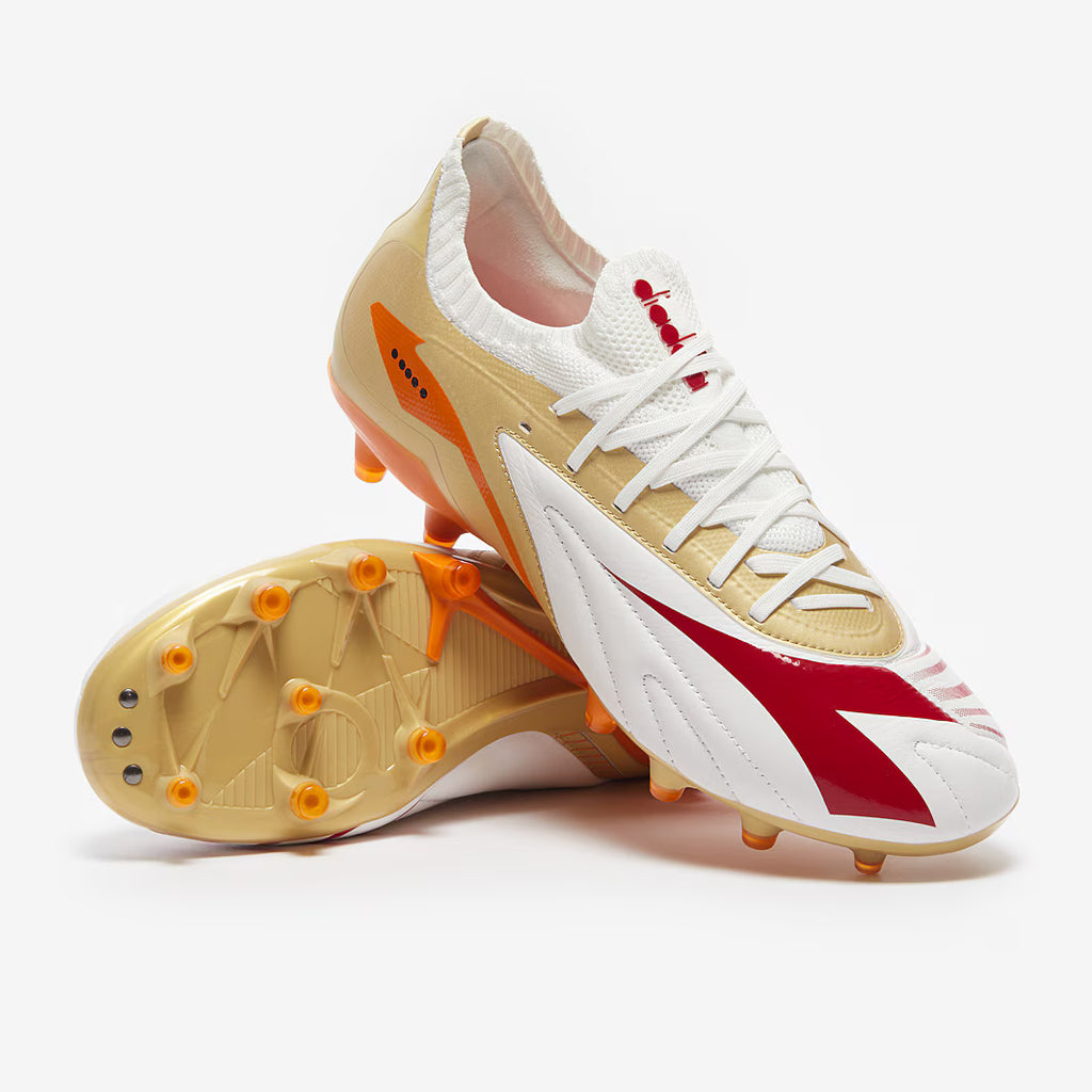 Diadora Maximus Elite Pro SLX FG Firm Ground Soccer Cleats White Chili Pepper Russet Orange