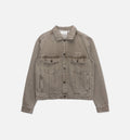 Washed Twill Trucker Mens Jacket Taupe