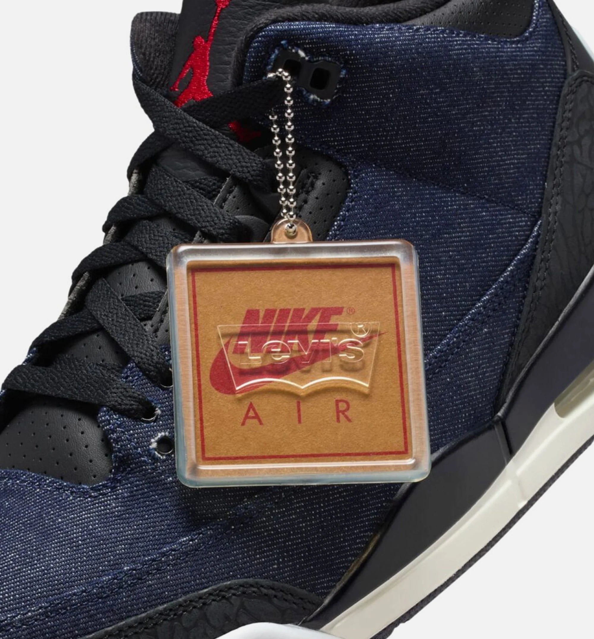 Air Jordan 3 x Levis Indigo And Gym Red Mens Lifestyle Shoe Denim Black Sail