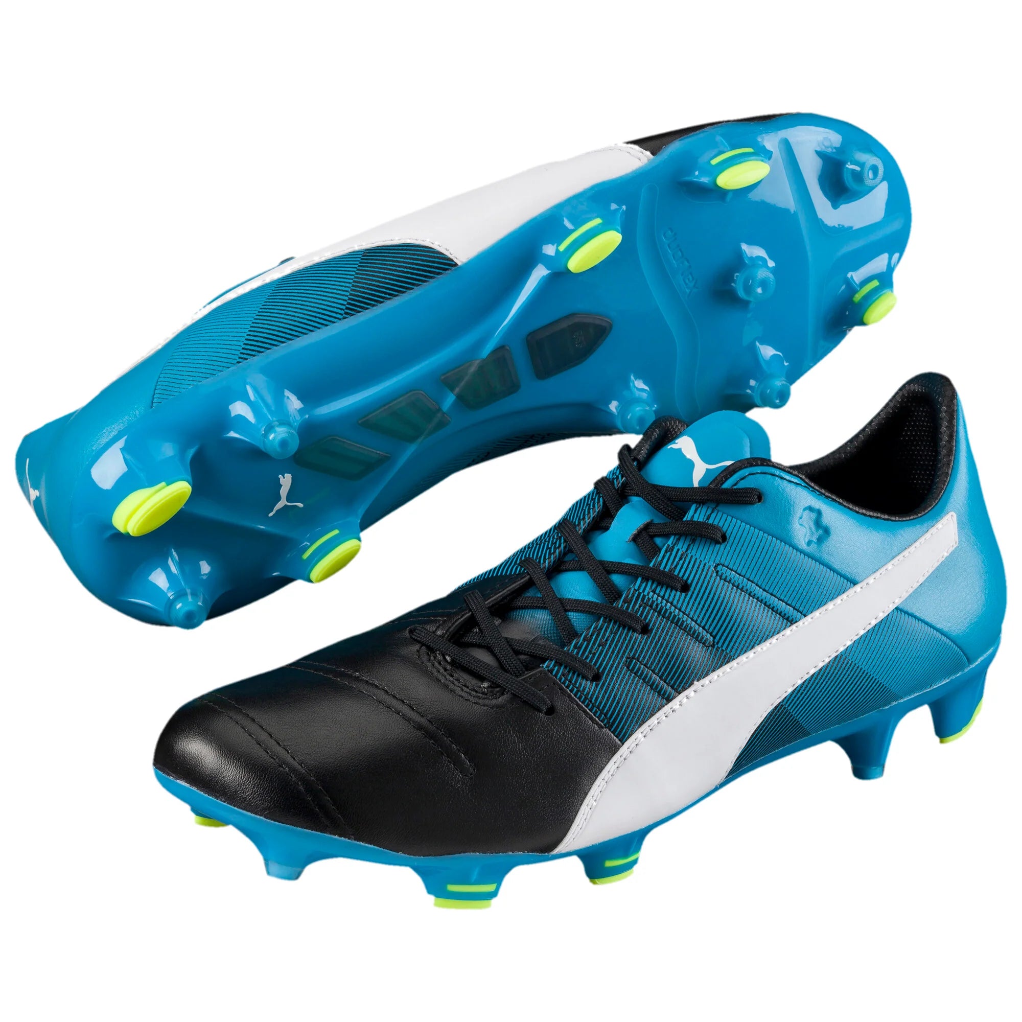 PUMA Evopower 13 LT FG Firm Ground Soccer Cleats Black White Atomic Blue