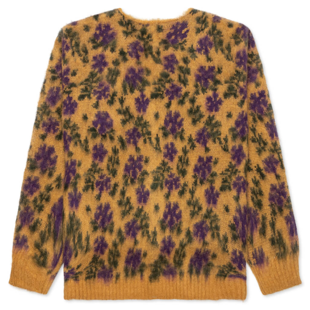 Mohair Cardigan Flower Yellow