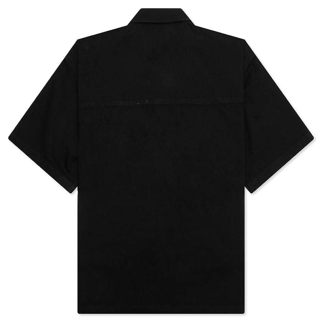 Black Dog S S Cropped Fit Woven Shirt Black Caramel