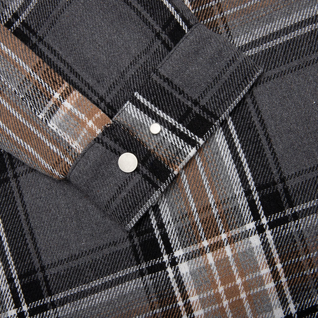 Quilted Flannel Shirt Grey Check