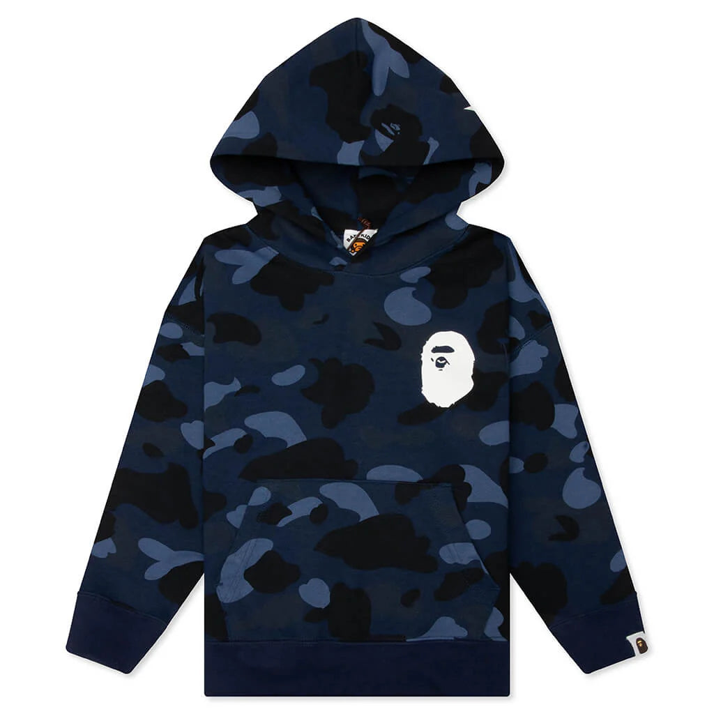 Kids Color Camo Ape Head Relaxed Fit Pullover Hoodie Navy