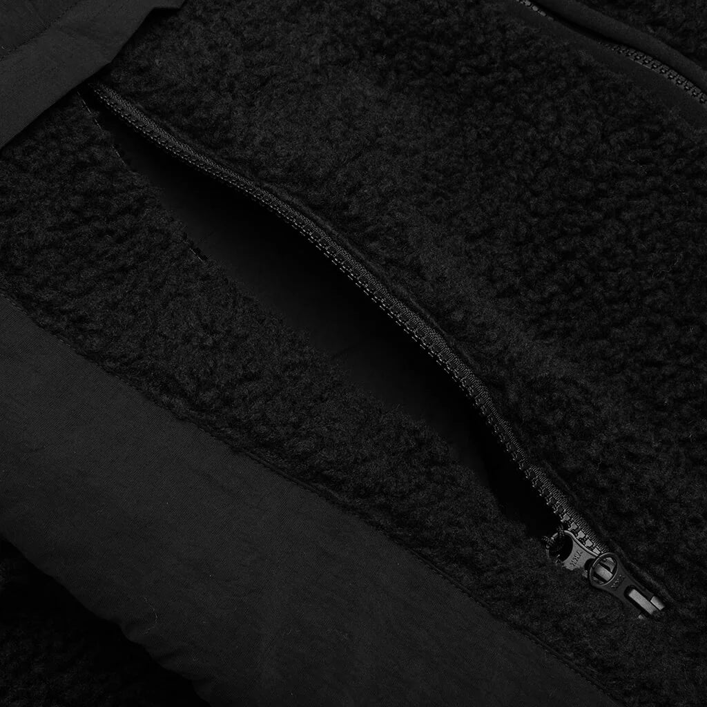Sherpa Paneled Hooded Jacket Black