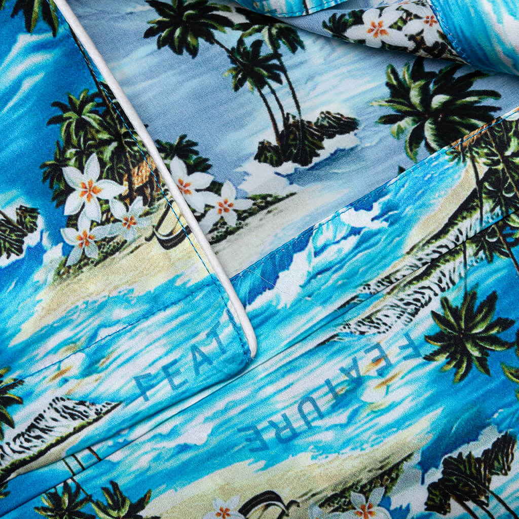 Hitchcock Hawaiian Silk Shirt Blue