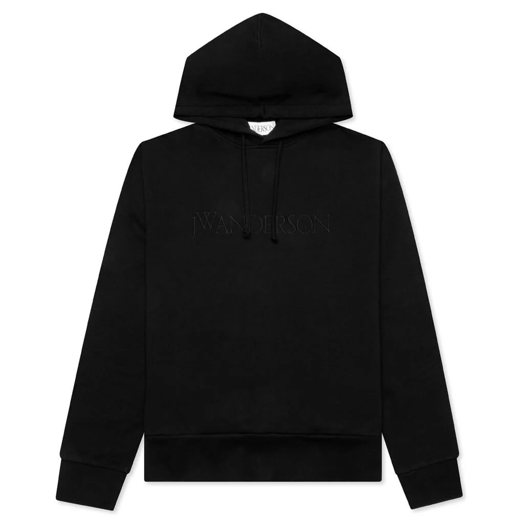 Logo Embroidery Hoodie Black
