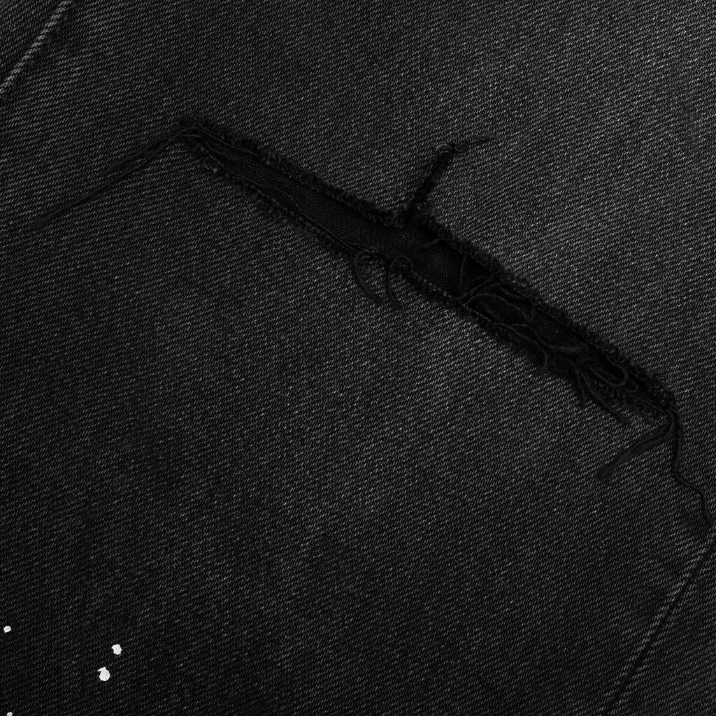 Knee Slit Paint Splatters Jeans Black