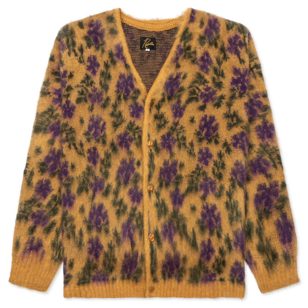 Mohair Cardigan Flower Yellow