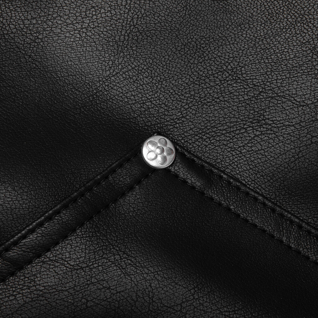 Double Knee Leather Shorts Black