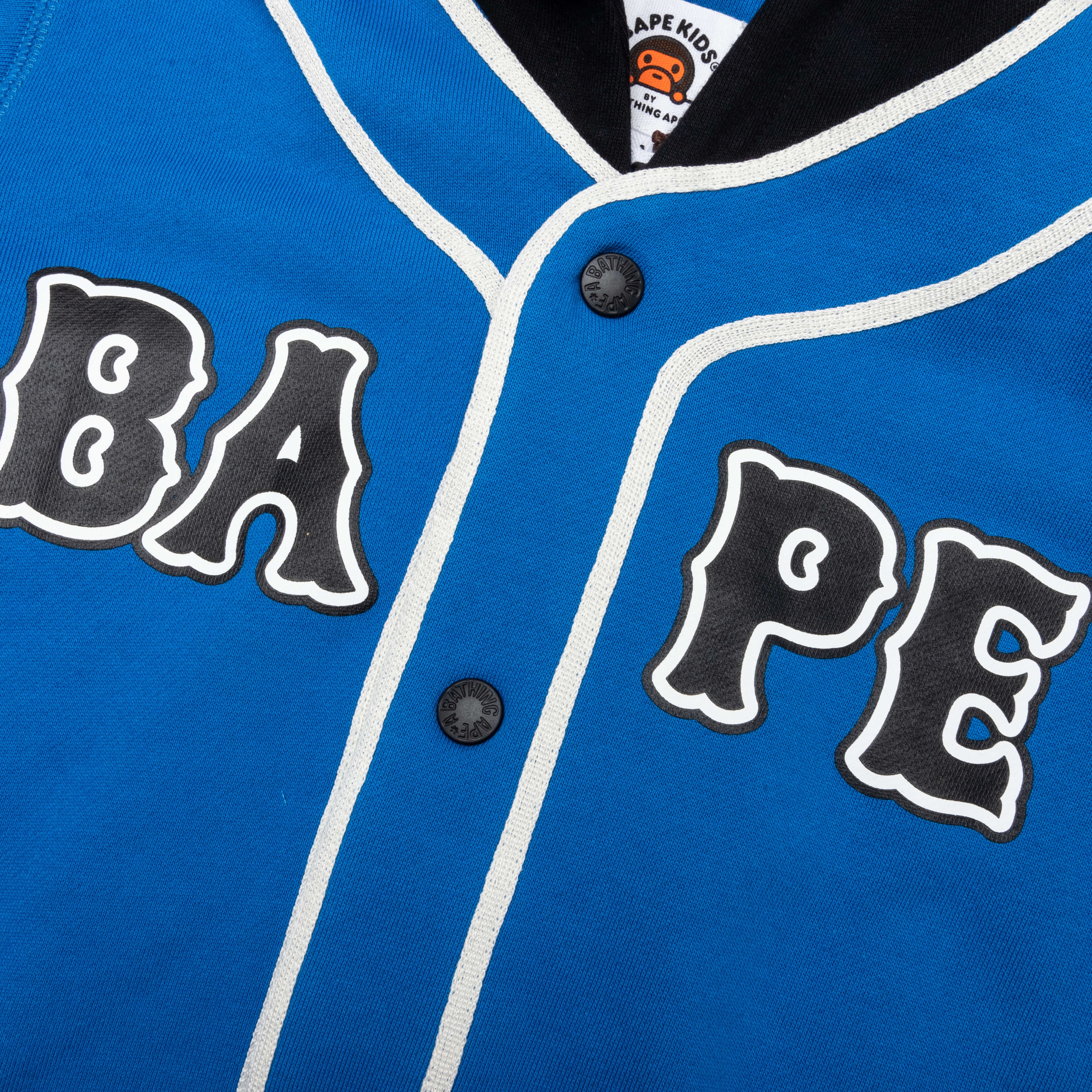 Kids Bape Logo Layered Baseball Sweatshirt Blue