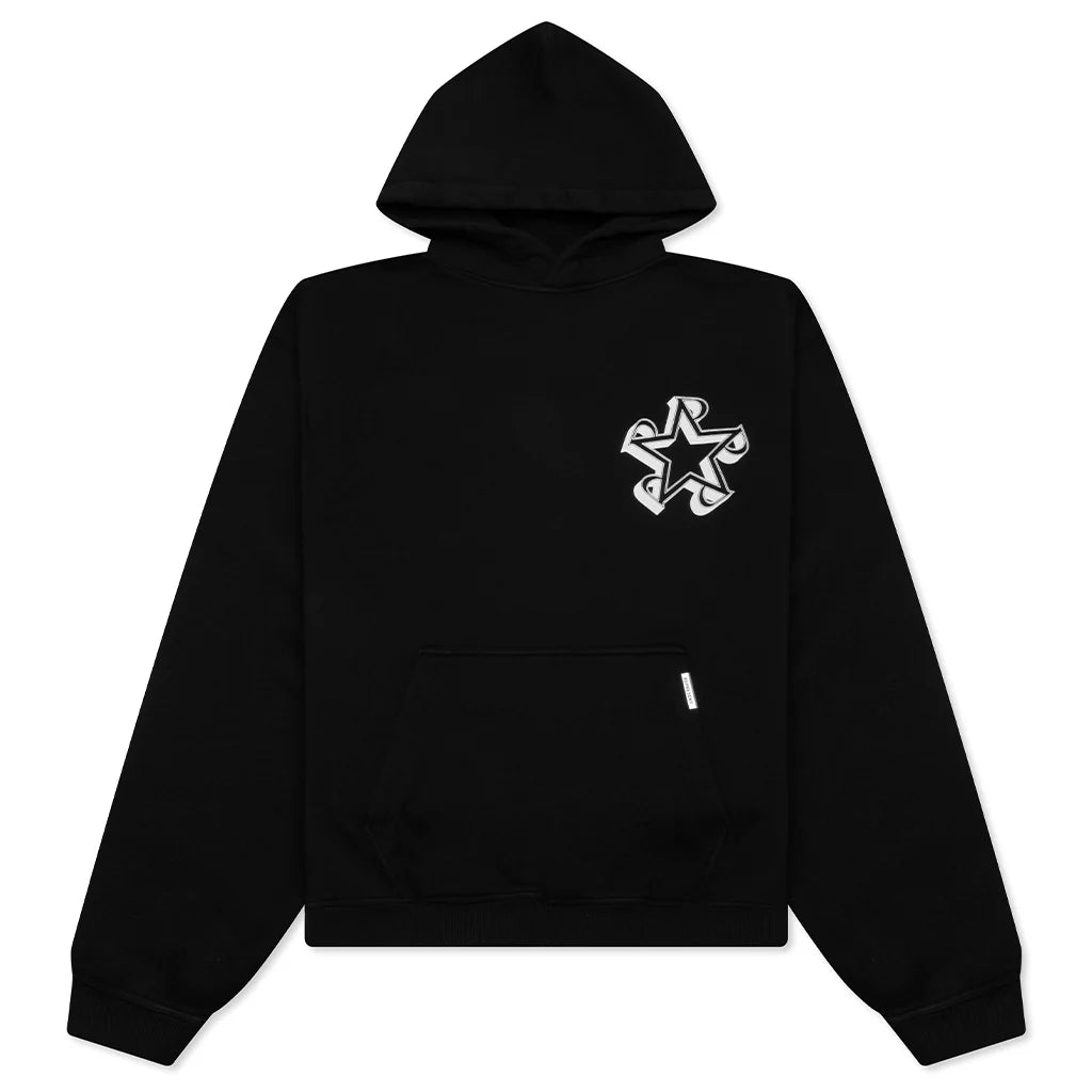 Initial Star Hoodie Jet Black