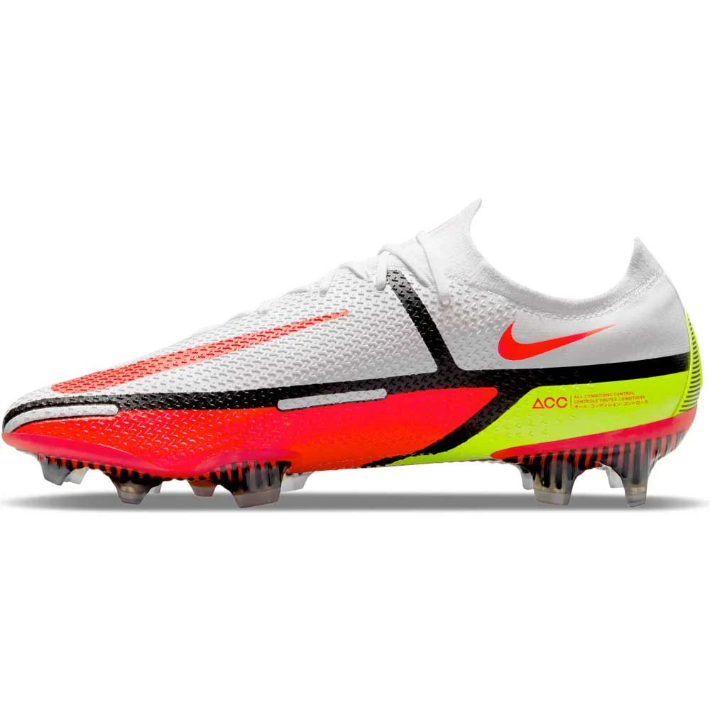 Nike Phantom GT2 Elite FG Firm Ground Soccer Cleats White Bright Crimson Volt
