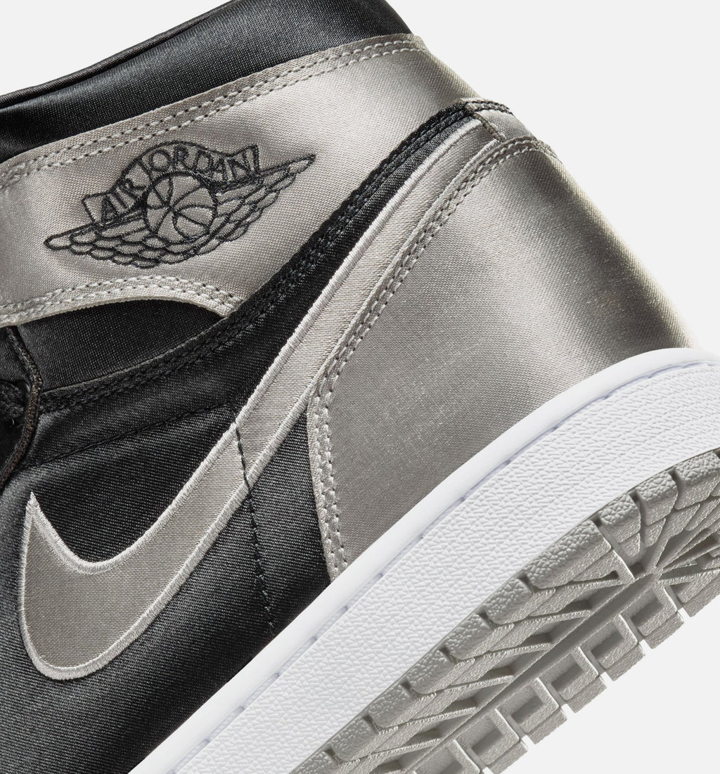 Air Jordan 1 Retro High OG Satin Shadow Womens Lifestyle Shoe Black Medium Grey White