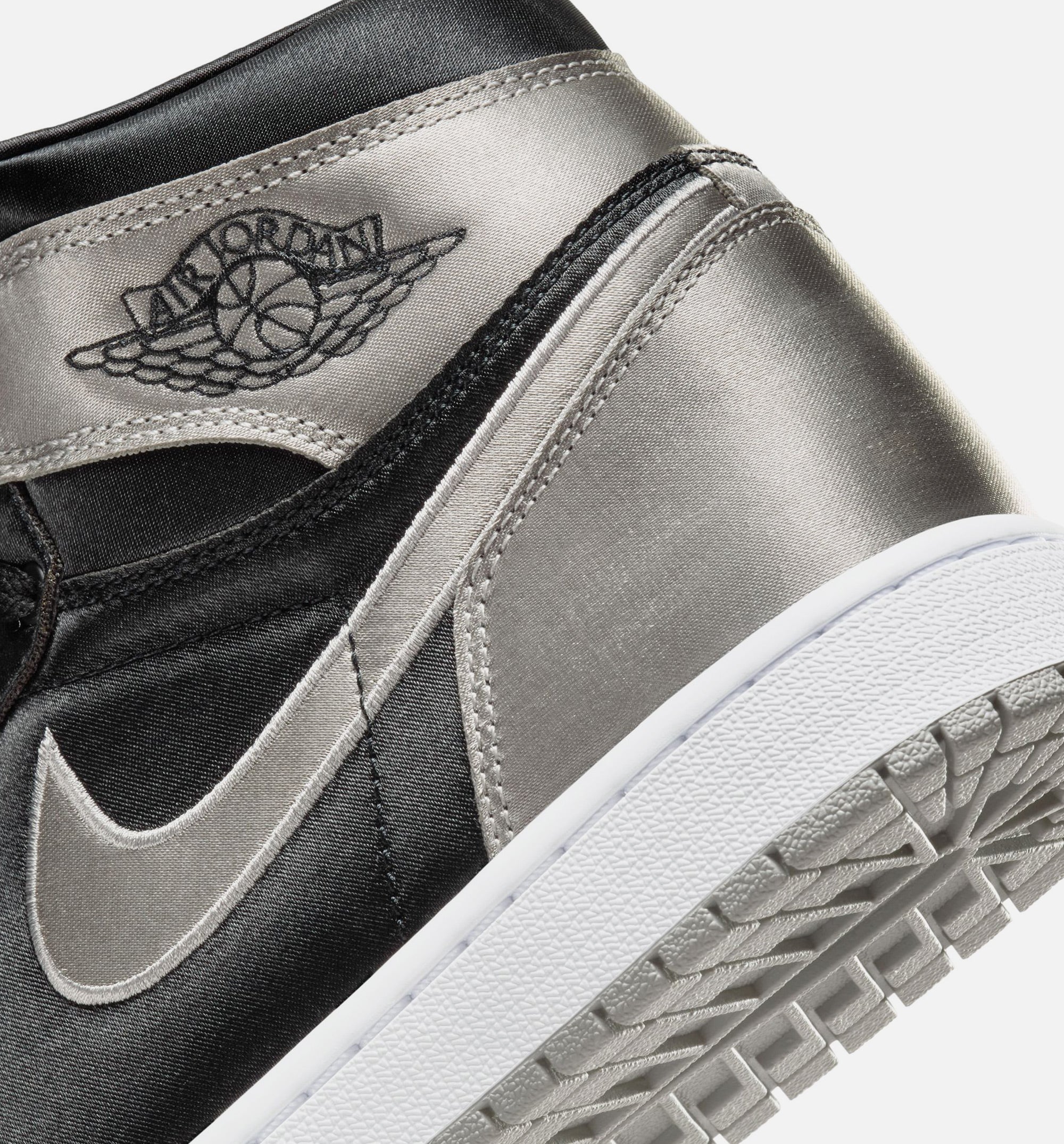 Air Jordan 1 Retro High OG Satin Shadow Womens Lifestyle Shoe Black Medium Grey White