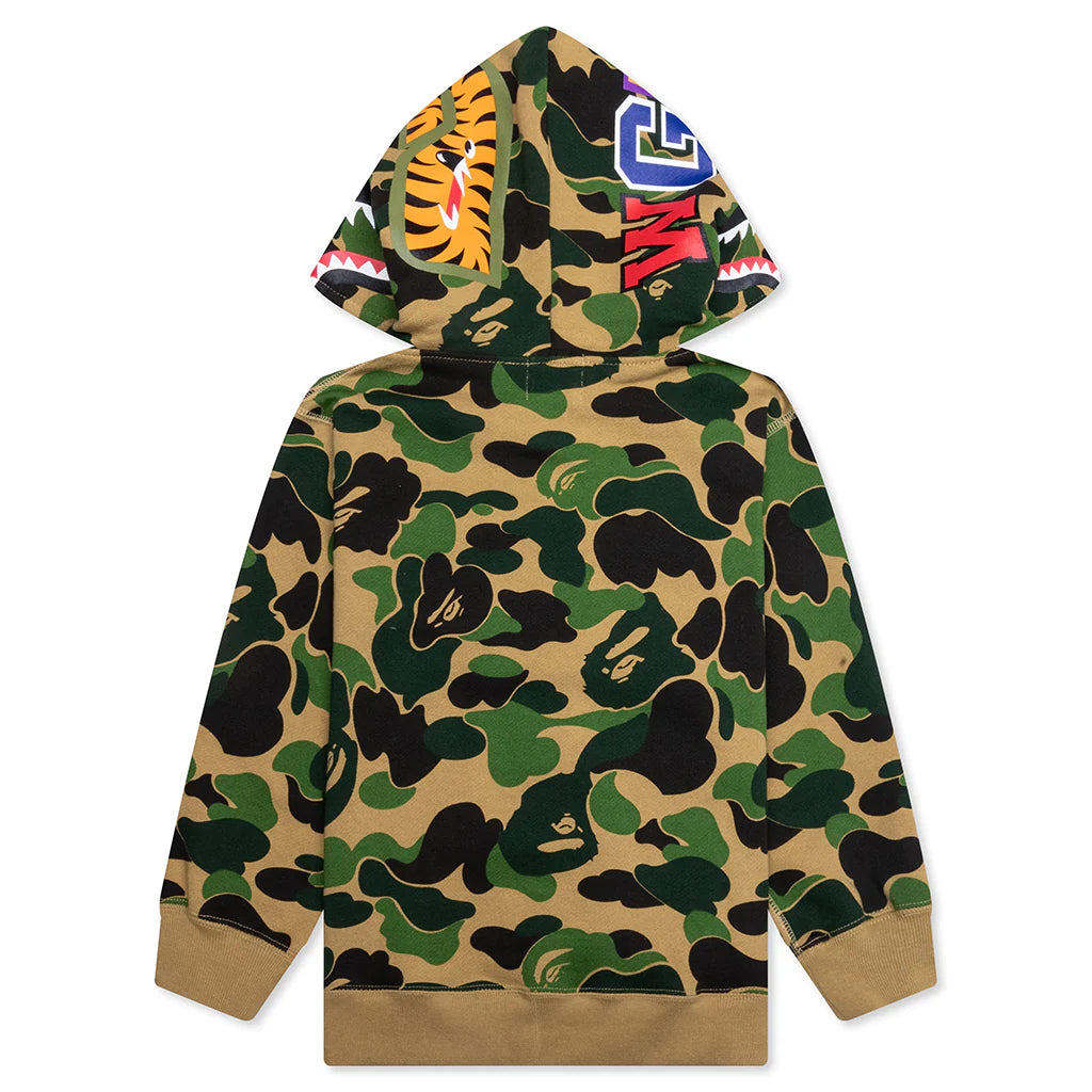 Kids Abc Camo Shark Zip Hoodie Green