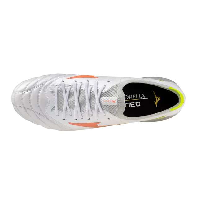 Mizuno Morelia Neo V Beta Elite FG Mens Soccer Cleats White Orange