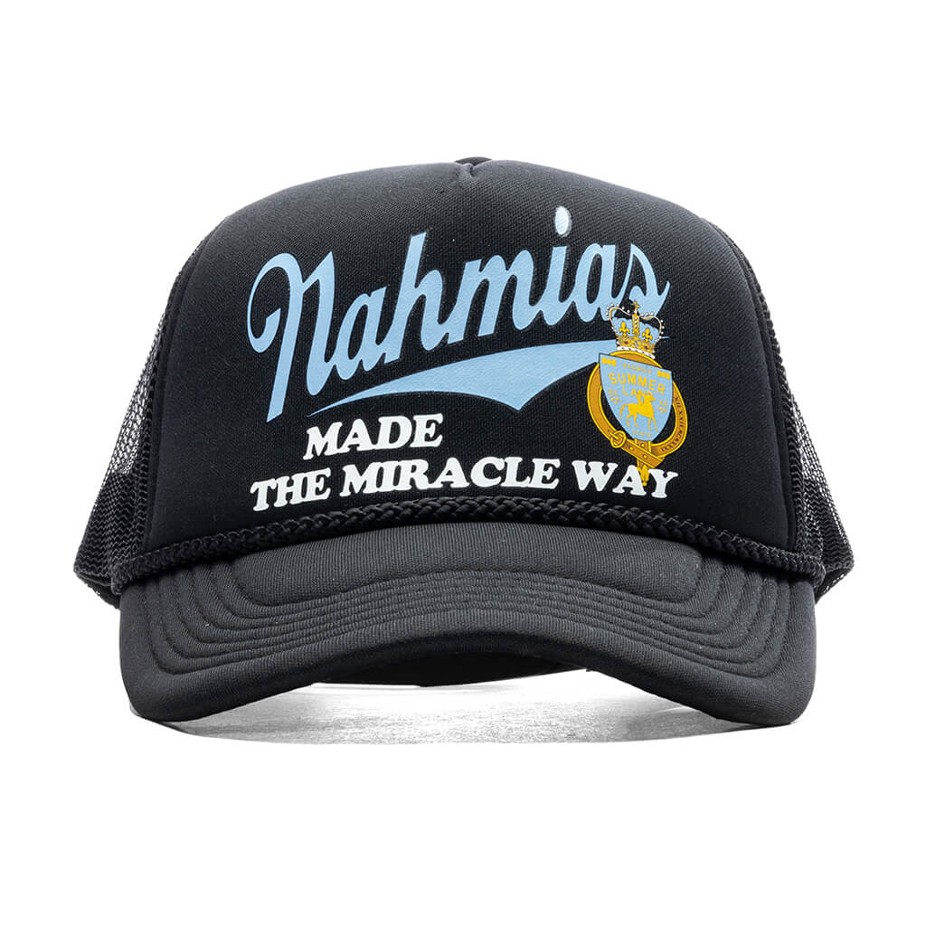 Miracle Way Foam Trucker Hat Dusty Blue Black